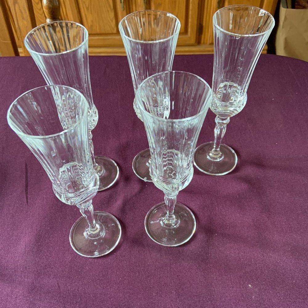 Vintage Italian Lead Crystal Champagne Glasses – Lot of 5 (1990s)